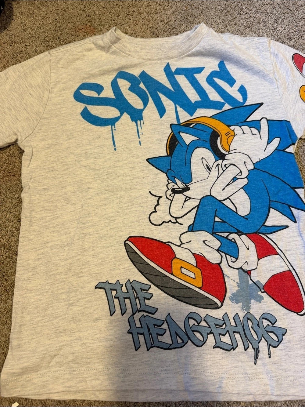 Sonic the Hedgehog Graphic Tee Gray & Blue Boys Small
